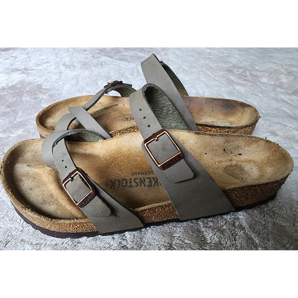 Birkenstock Mayari Sandals Women 39 Stone Strappy Slip On